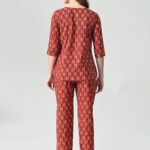 Ichaa Women Women’s Printed Cotton Night Wear Top and Bottom Night Suit Set