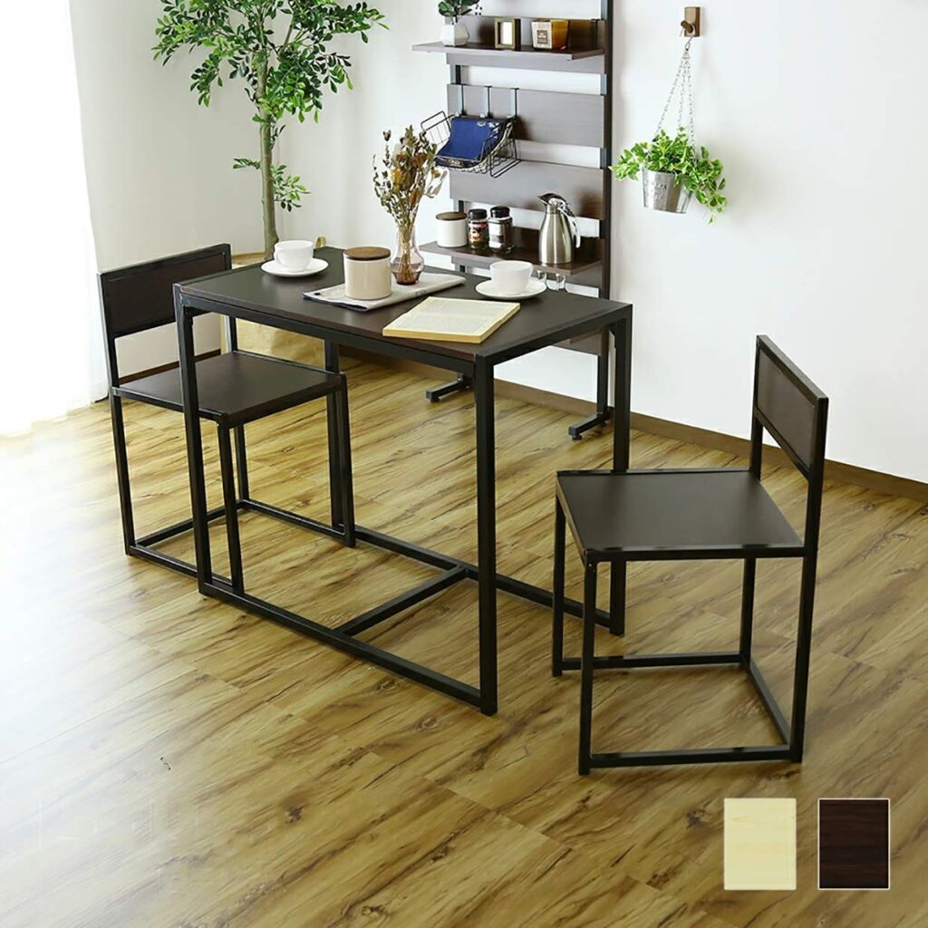 InnoFur Morfos 2 Seater| Two Seater Dinning, Breakfast Table Set with Chairs, Dining Room Set Wooden with Metal Frame for Home (Regular, Brown)