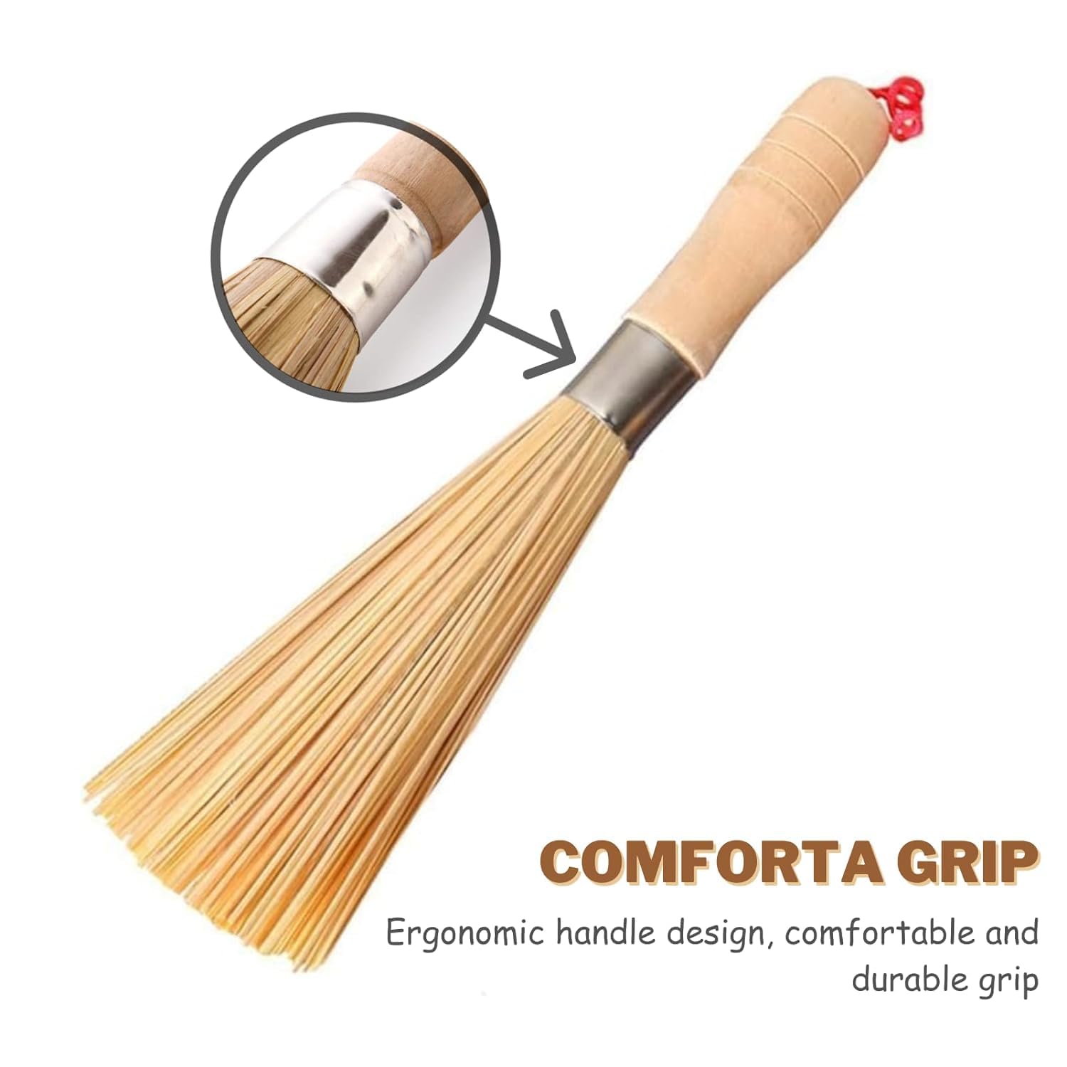 Istara Pot Wash Brush Wash Dishes Wooden Handle Natural Bamboo Brush Non-Stick Oil Handmade Kitchen Tools for Home Kitchens Restaurants Tools Cleaning (Rectangle Wok)