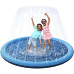 Kidology Splash Pad for Kids – 58” Inflatable Sprinkler Water Play Mat for Toddlers & Children – Outdoor Backyard Summer Toy for Ages 3-10 – Non-Slip Splash Pool for Boys & Girls Baby Water Toys