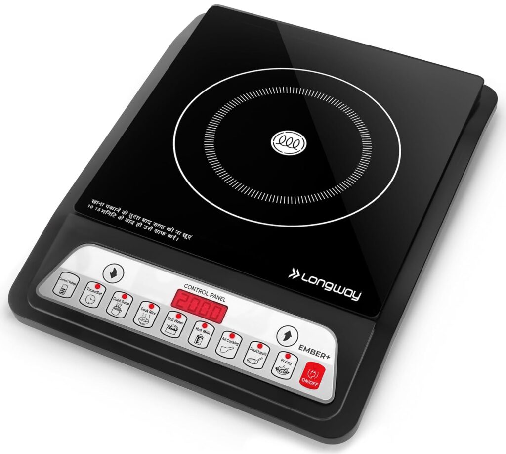 Longway Ember Plus IC 2000 Watt Induction Cooktop with Auto Shut-Off & Over-Heat Protection With 7 Cooking Mode & BIS Approved | 1 Year Warranty (Black, Push Button) Longway Ember Plus IC 2000 Watt Induction Cooktop with Auto Shut-Off & Over-Heat Protection With 7 Cooking Mode & BIS Approved | 1 Year Warranty (Black, Push Button)