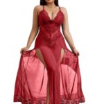 Luna Secrets Midnight Allure Lace Babydoll Lace Bodysuit Lingerie for Women | Halter Neck One Piece