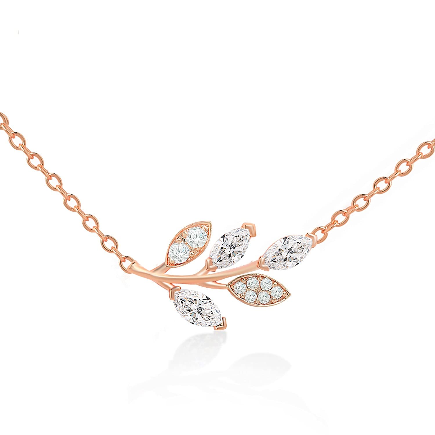 MINUTIAE Vine Shape Pendant Necklace Chain Bracelet And Earring Jewellery Combo Set With Solitaire Crystal Diamond For Women and Girls