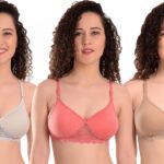 MiEstilo Women’s Cotton Blend Lightly Padded Wirefree T-Bralette Bra Combo