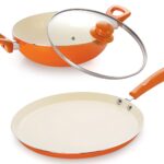 Nirlon Ceramic Cookware Set, 2-Pieces, Orange (BT-CC-FT26-DKD22)