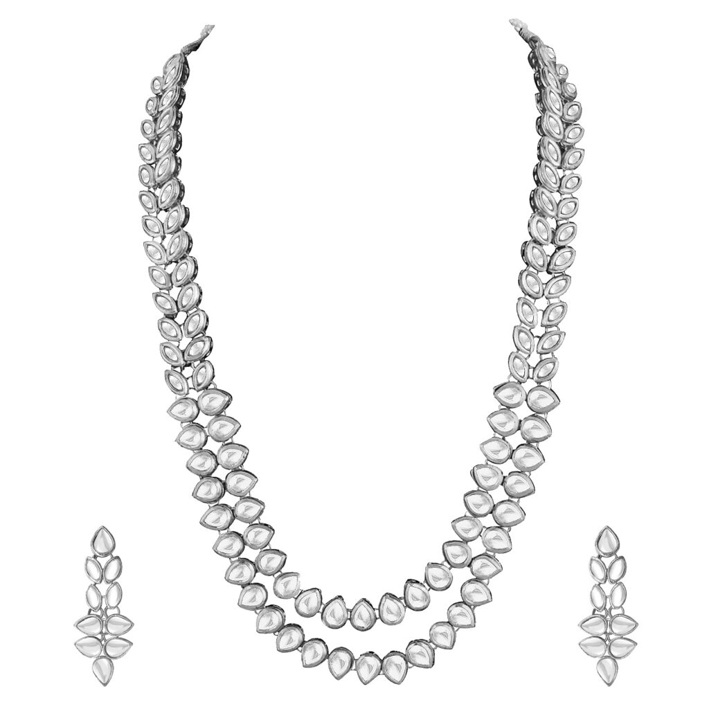 Peora Kundan Faux Pearl Necklace & Jewelry Set Gift for Women