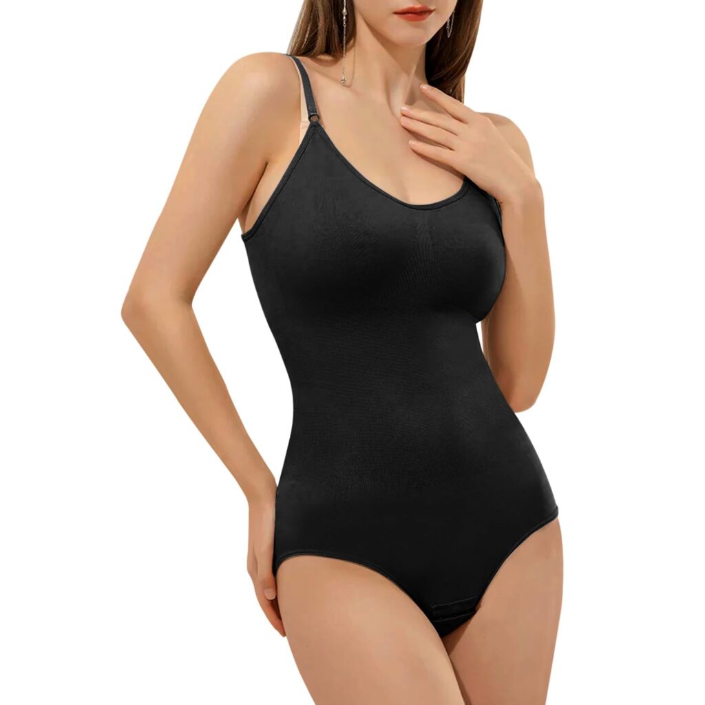 SHAPEMOUR Thong Bodysuit for Women, Slimming Design Shapewear for Women, Tummy Control Body Shaper with Silicone Grip, No Steel Bones for All Day Comfort, Seamless Sculpting Bodyshaper