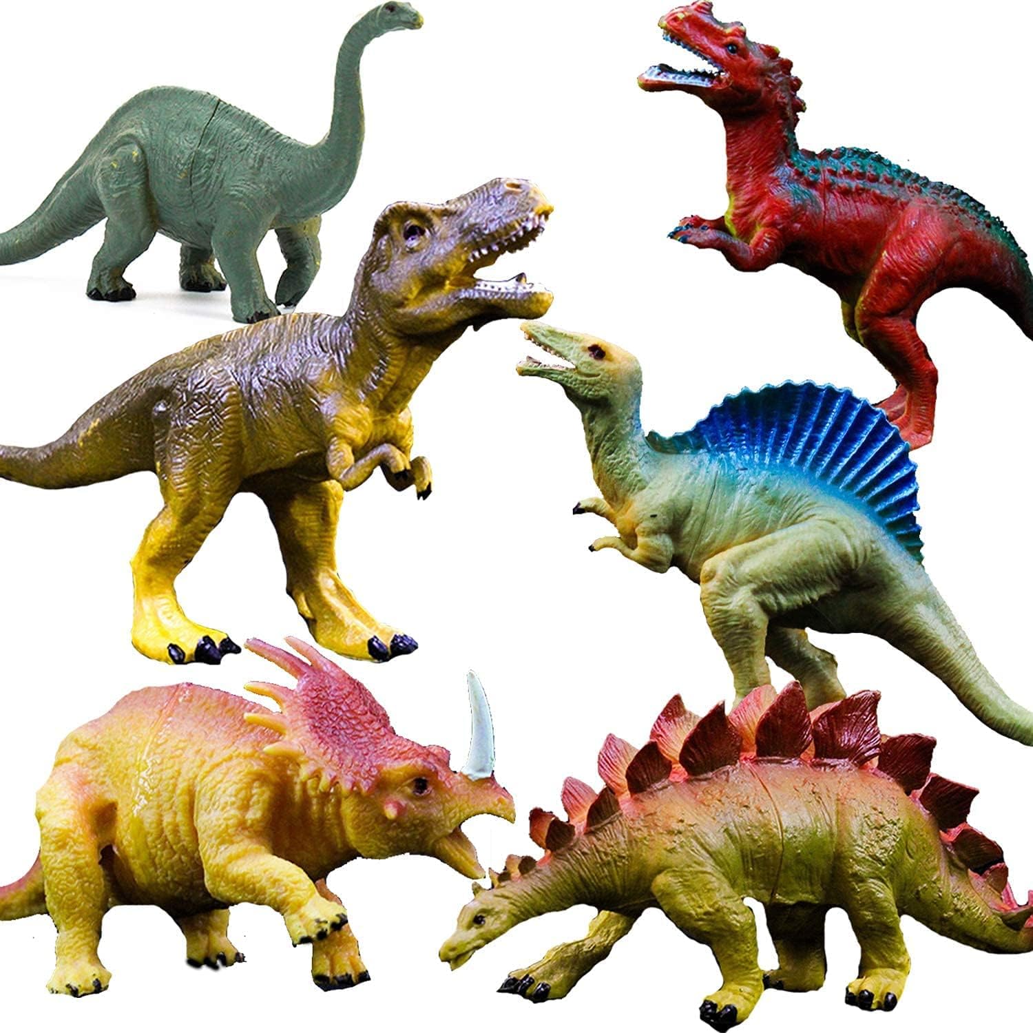 SHORO Cartoon Animal,Dinosaur Figures Set for Kids,Dinosaur Animal Play Set, Educational Magnetic Toy Learning Toy- Assorted Size (Dino, 6, Count)