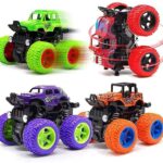 Sanghariyat® Big Size Monster Truck Friction Powered Cars Toys, 360 Degree Stunt 4wd Cars Push go Truck for Toddlers Kids Gift (Pack of 2 Car) (assorted)