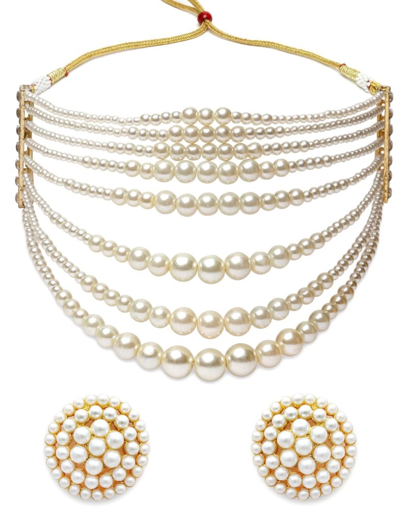 Shining Diva Fashion Pearl Necklace Jewellery Set for Women Latest Stylish Design Fancy Wedding Party Choker (15863s) Shining Diva Fashion Pearl Necklace Jewellery Set for Women Latest Stylish Design Fancy Wedding Party Choker (15863s)