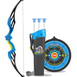 Tec Tavakkal Kids Bow & Arrow Toy, Boys and Girls Basic Archery Set Outdoor Hunting Game with 3 Suction Cup Arrows, Target & Quiver (Blue)