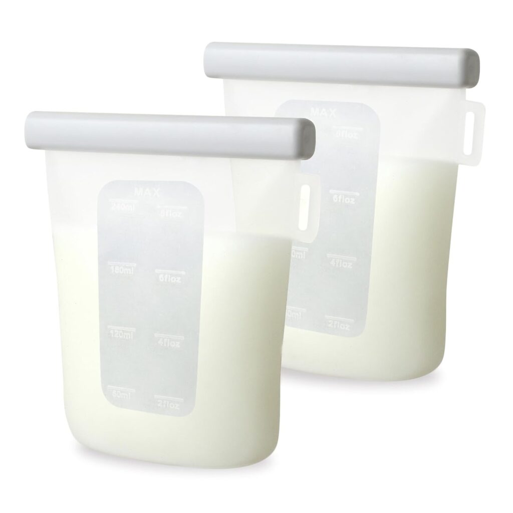 Totspot Eco Sealz Silicone Reusable Breastmilk Storage Bags: Leak-Proof Double-Seal, Dishwasher & Bottle Warmer Safe, 240Ml Each, Pack of 2