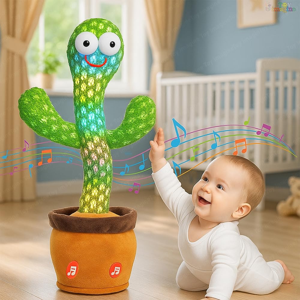 Toy Imagine Rechargeable Talking Cactus Toy for Kids – Musical Dancing, Speaking Cactus Toy for Babies – Educational Talking Toy for Baby Boys & Girls (0-3 Years) – Speaking, Repeating for Toddlers