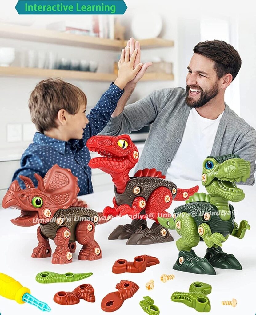 Umadiya® Branded Toys STEM 4pcs Dinosaur Toy – Take Apart Dinosaur Toys | Building Learning Educational Toys for Kids Boys and Girls with Screwdrivers (Dino-4)