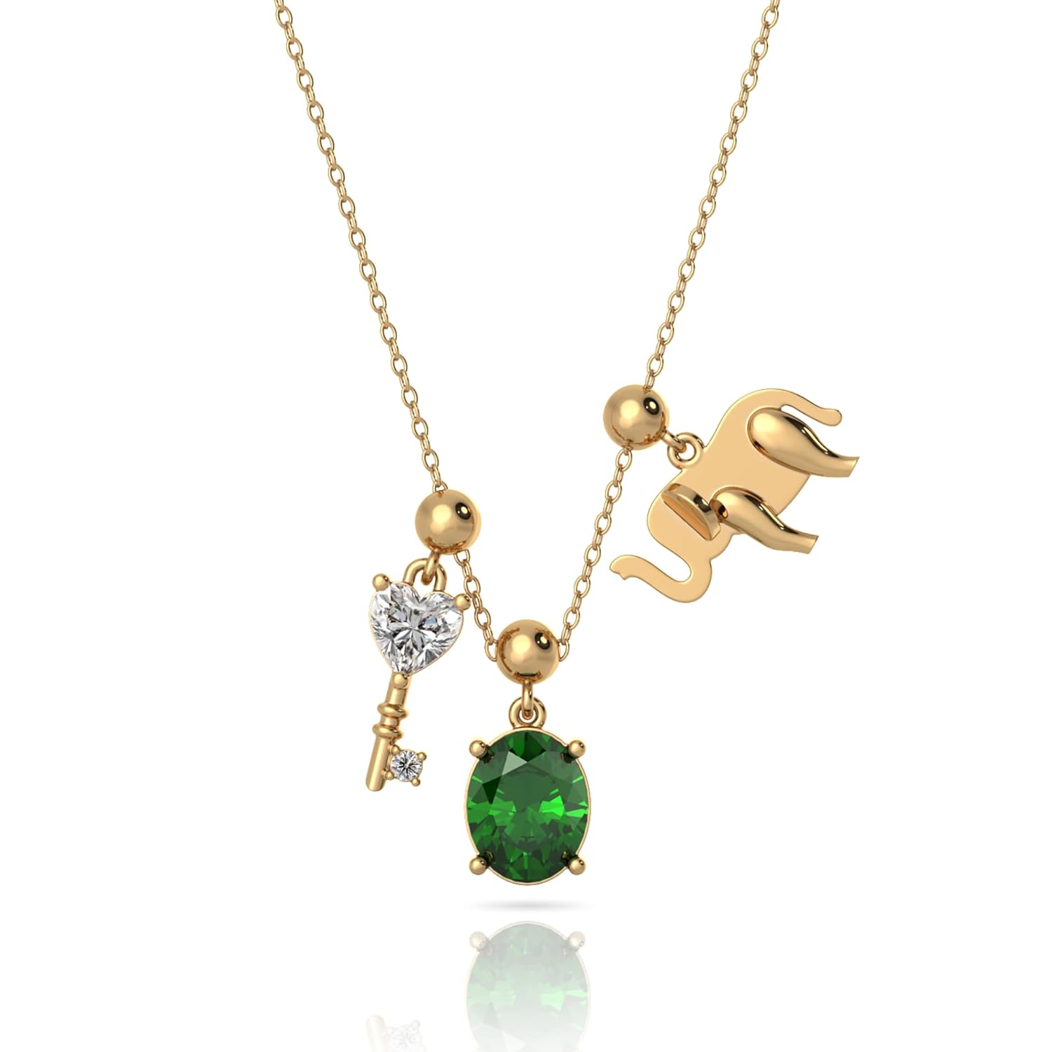 Verozi 925 Sterling Silver Symbolic Charms Pendant for Women with Link Chain, Elephant Lock & Key Movable Charm Necklaces, Fine Jewellery Gifts for Women & Girls, Assured Purity & 6 Month Warranty