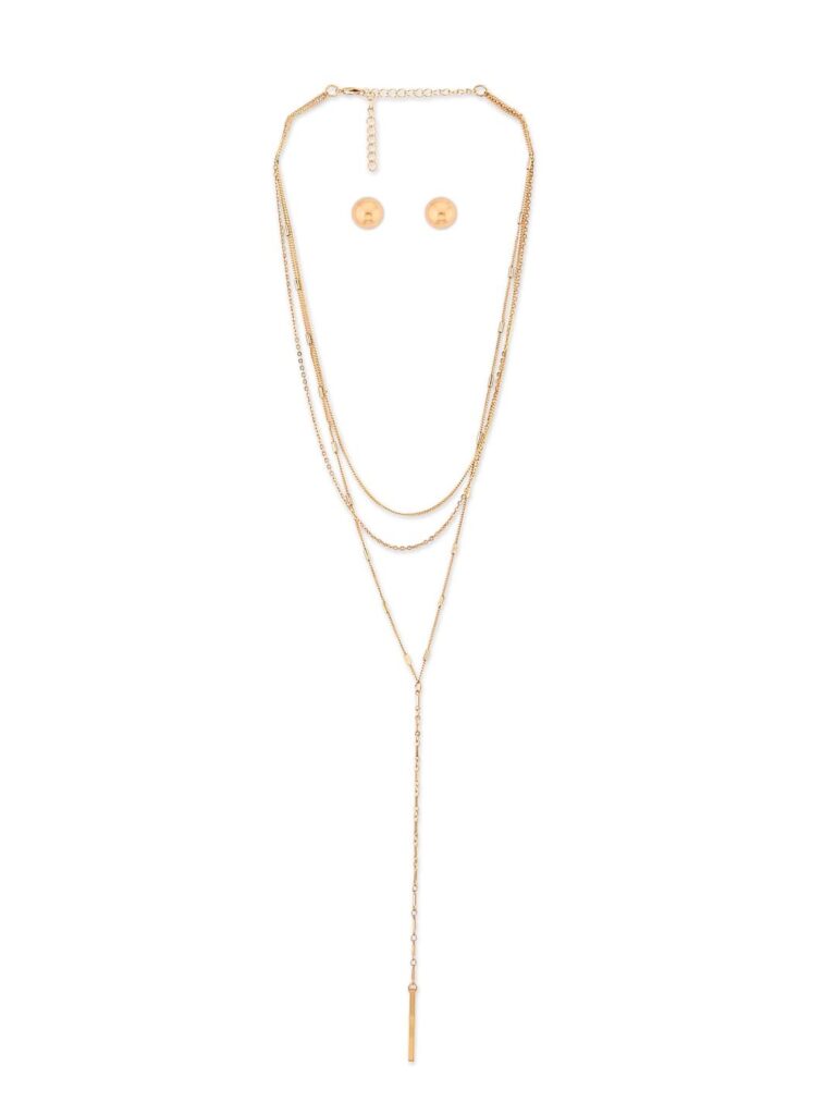 ZAVERI PEARLS Gold Tone Multi Layered Contemporary Lariat Chain For Women-ZPFK15011
