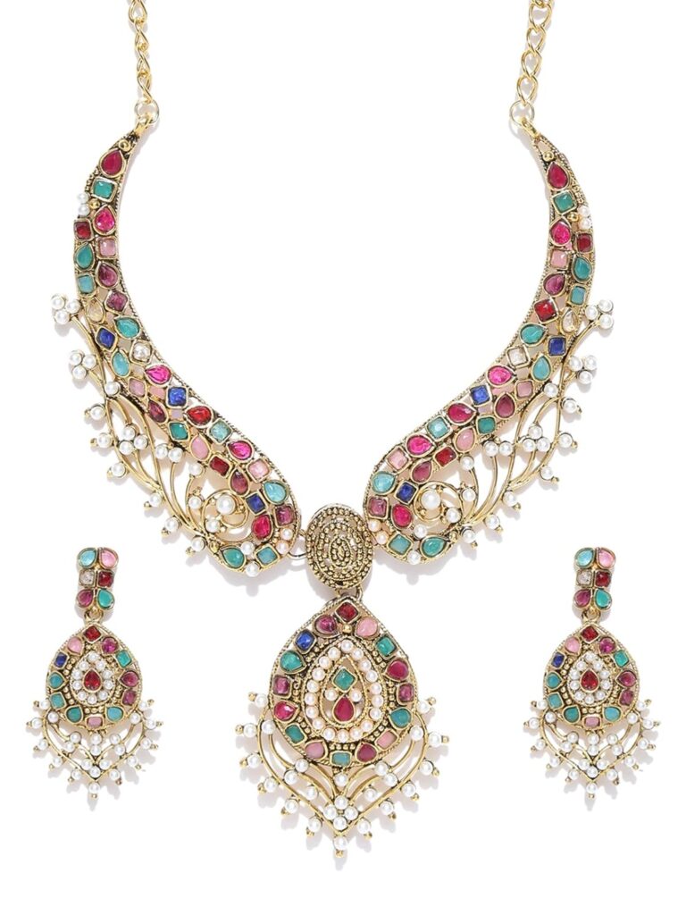 ZAVERI PEARLS Marwari Designer Look Multicolor Necklace Set For Women – ZPFK5514