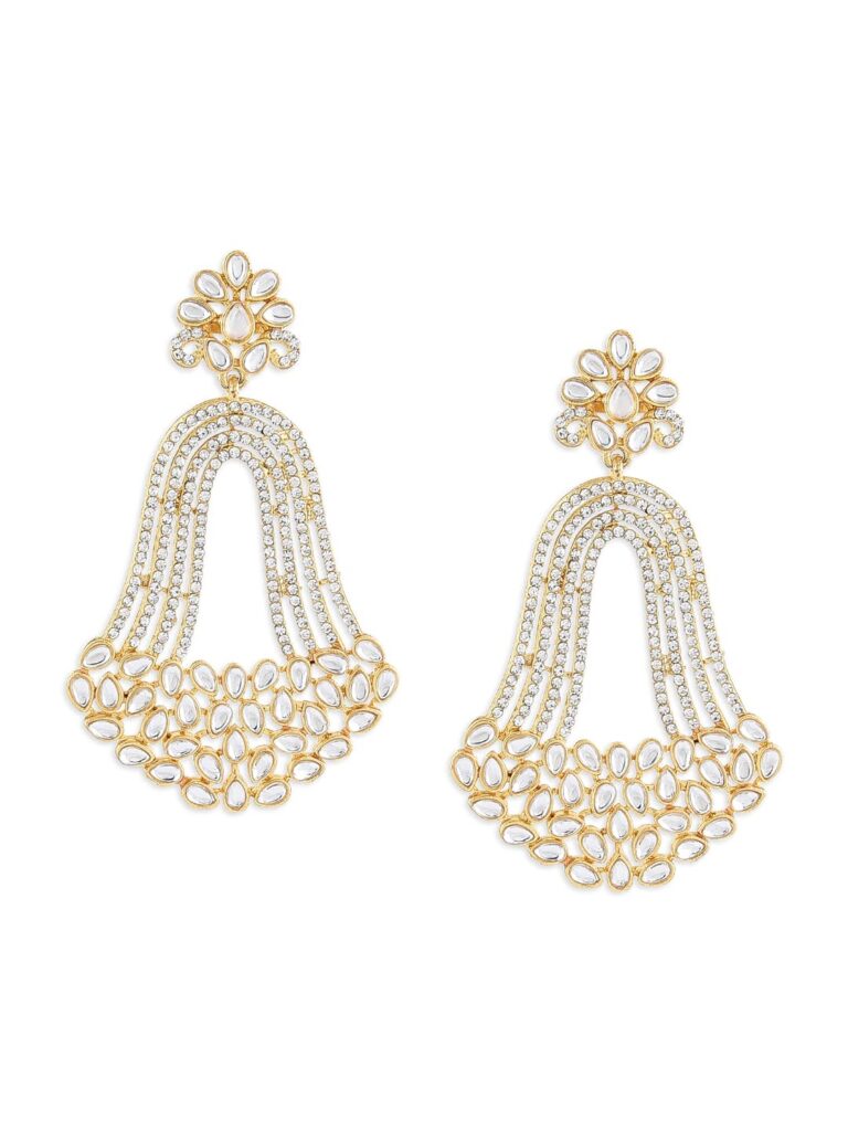 Zaveri Pearls Antique Gold Tone Austrian Diamonds & Kundan Indi-Western Dangle Earring-ZPFK10152 For Womens